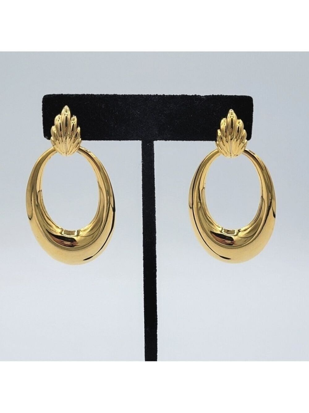 Vintage Gold Tone Earrings Oval #2268